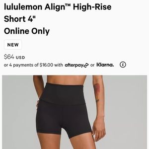 Lululemon Align High-Rise Short 4”